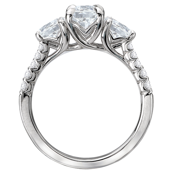 3 Stone Semi-Mount Diamond Ring Image 2 Malak Jewelers Charlotte, NC