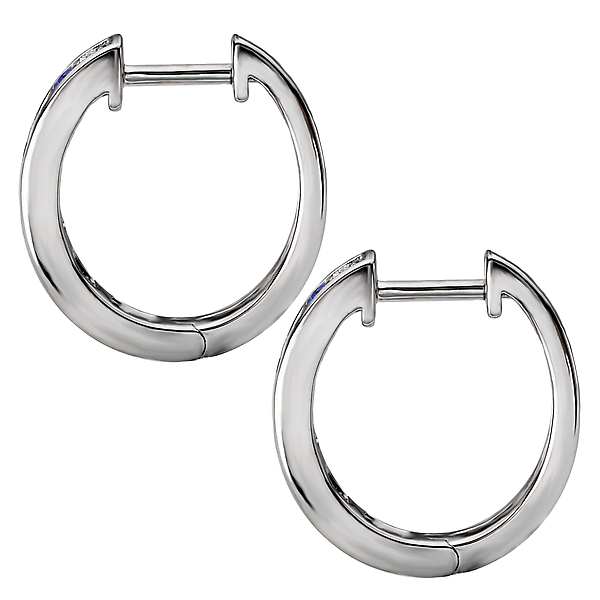 Ladies Fashion Diamond and Sapphire Hoop Earrings Image 3 Ann Booth Jewelers Conway, SC