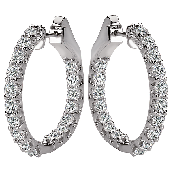 Ladies Fashion Diamond Hoop Earrings Image 2 Ann Booth Jewelers Conway, SC