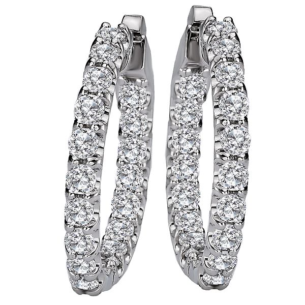 Ladies Fashion Diamond Hoop Earrings Baker's Fine Jewelry Bryant, AR