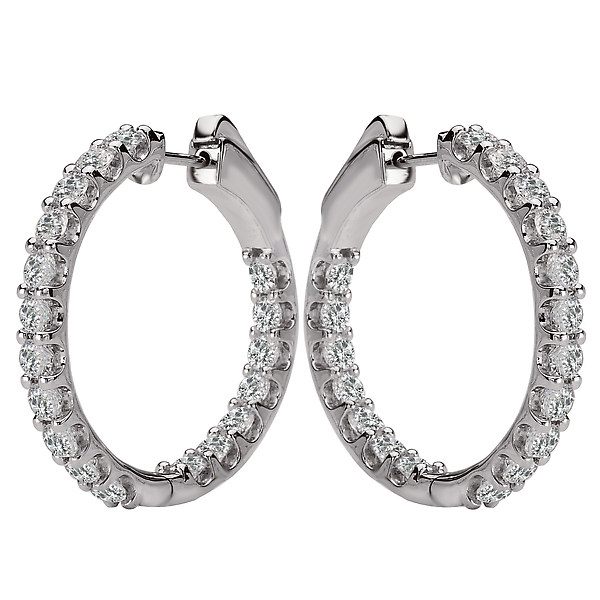 Ladies Fashion Diamond Hoop Earrings Image 2 Baker's Fine Jewelry Bryant, AR
