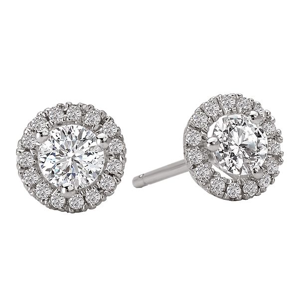 Ladies Diamond Halo Earrings Ann Booth Jewelers Conway, SC