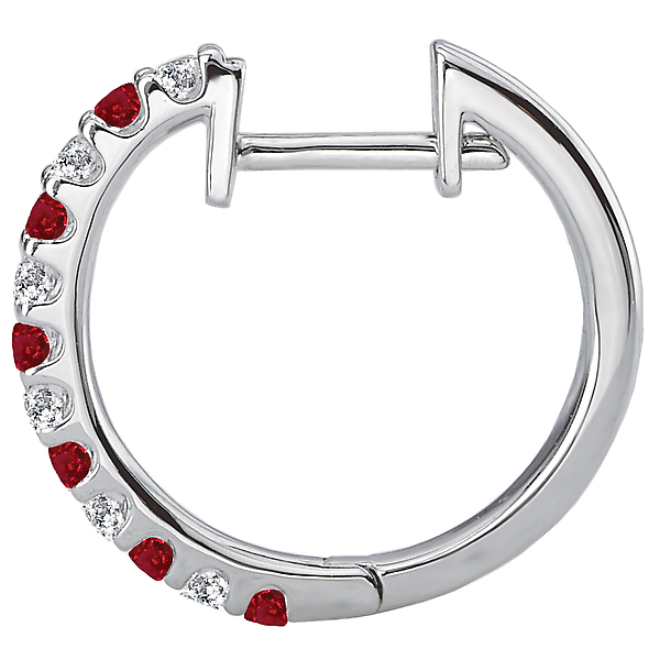 Diamond and Gemstone Hoop Earrings Image 3 Ann Booth Jewelers Conway, SC