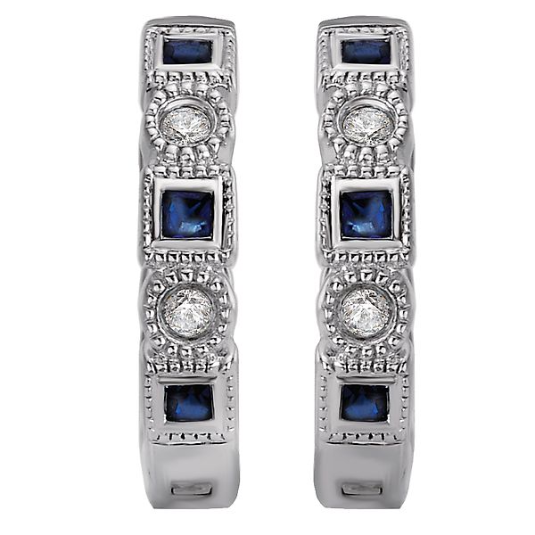Diamond and Sapphire Huggie Earrings Ann Booth Jewelers Conway, SC