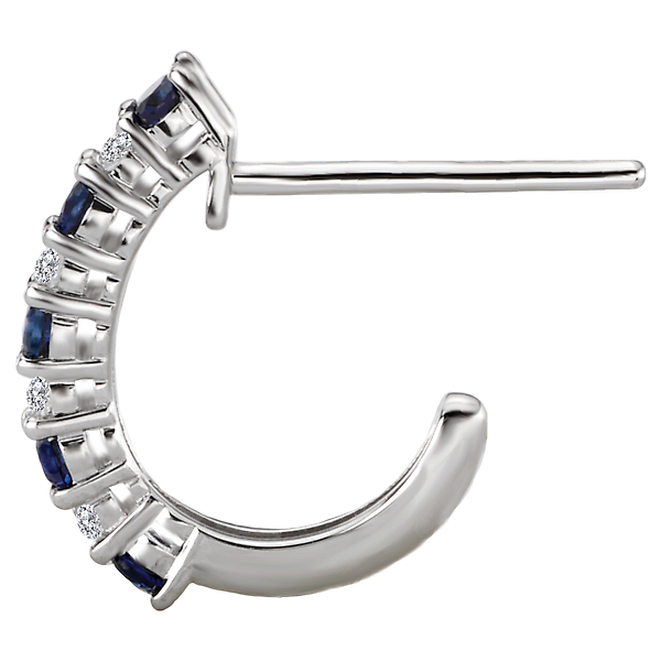Ladies Diamond and Gemstone Hoop Earrings Image 3 Baker's Fine Jewelry Bryant, AR
