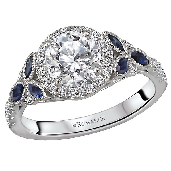 Sapphire and Diamond Semi-Mount Ring The Hills Jewelry LLC Worthington, OH