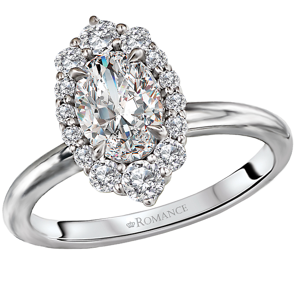 Halo Diamond Semi-Mount Engagement Ring by Romance Diamond