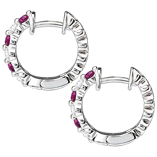 Diamond and Gemstone Hoop Earrings Image 3 Ann Booth Jewelers Conway, SC