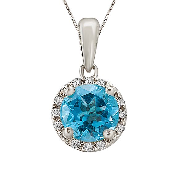Topaz and Diamond Halo Pendant Ann Booth Jewelers Conway, SC