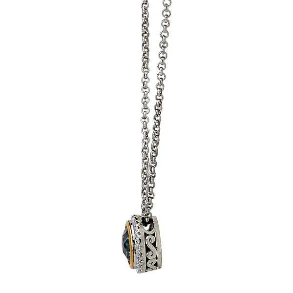 Diamond and Gemstone Halo Pendant Image 3 The Hills Jewelry LLC Worthington, OH