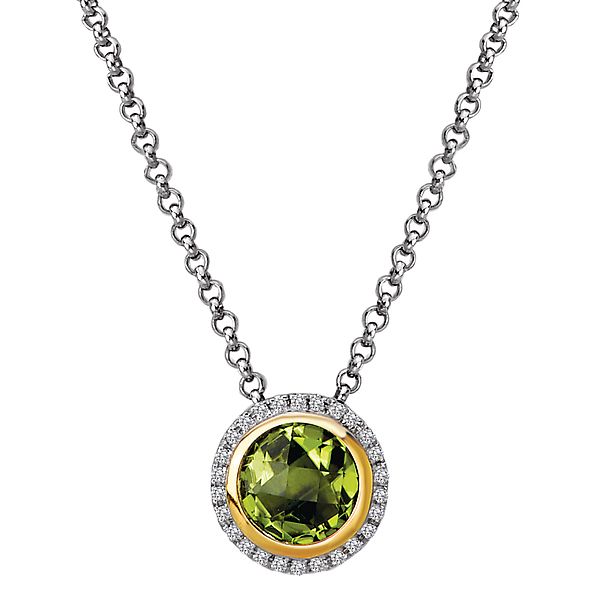 Diamond and Peridot Halo Pendant Ann Booth Jewelers Conway, SC