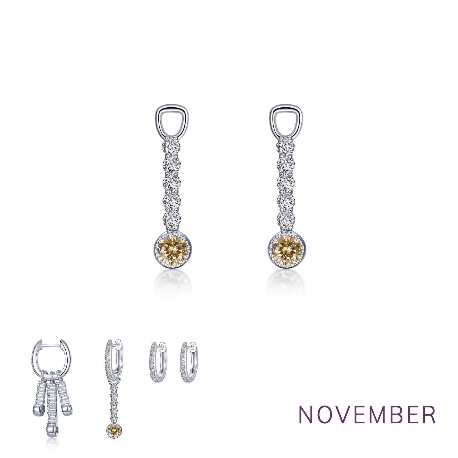 Birthstone November Platinum Bonded Earrings Wood's Jewelers Mt. Pleasant, PA