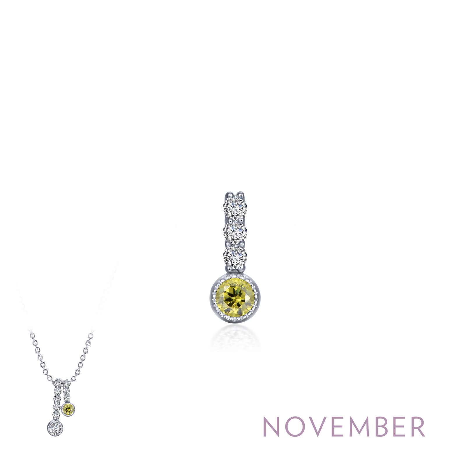 Birthstone November Platinum Bonded Necklace Mendham Jewelers Mendham, NJ