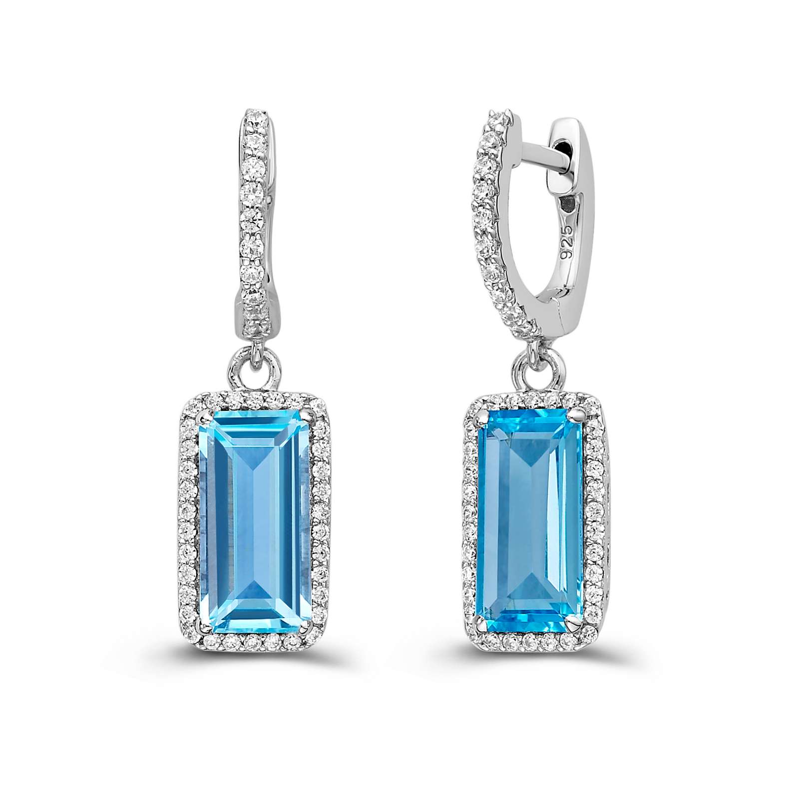 Genuine Blue Topaz Halo Earrings Mendham Jewelers Mendham, NJ