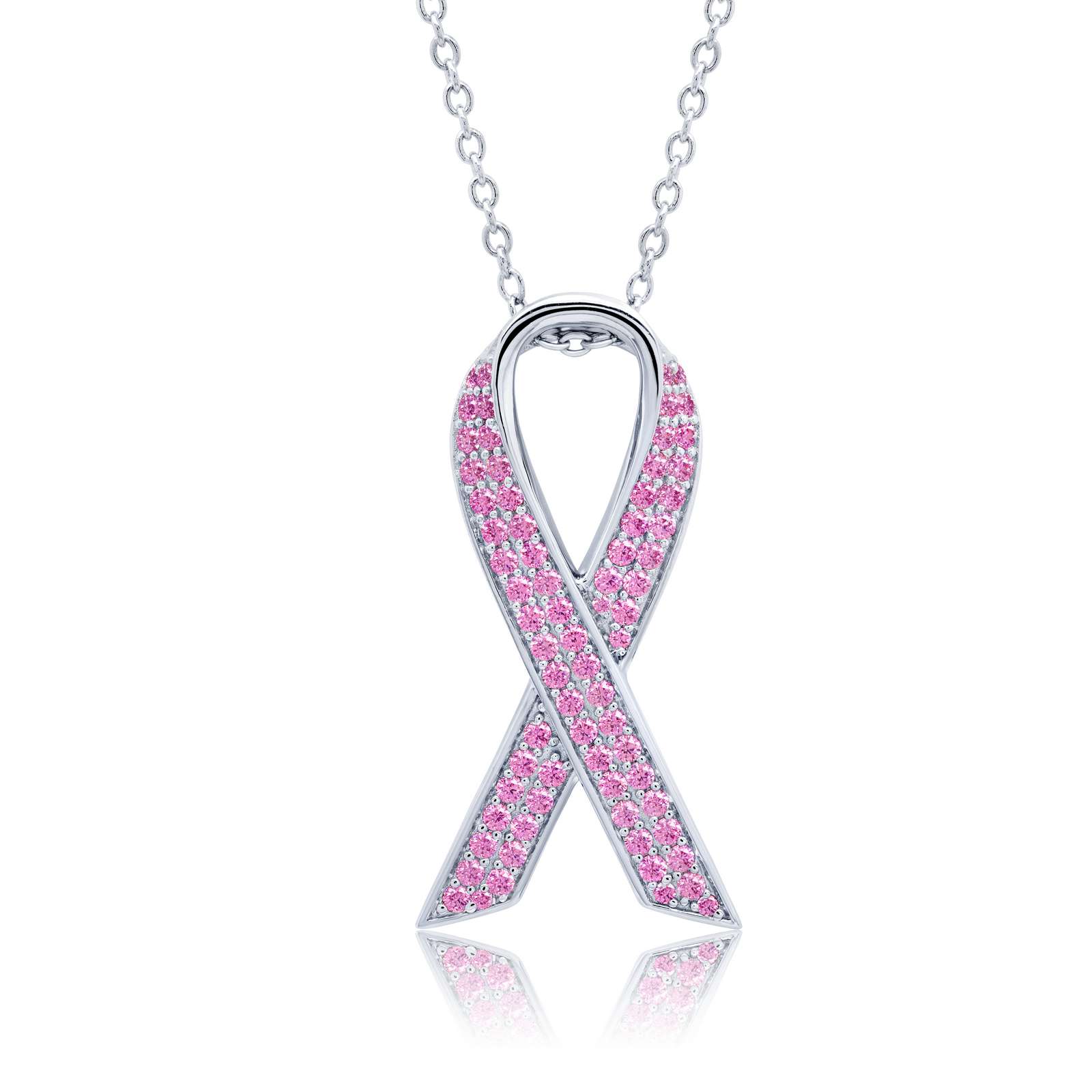 Pave Pink Ribbon Necklace Wood's Jewelers Mt. Pleasant, PA