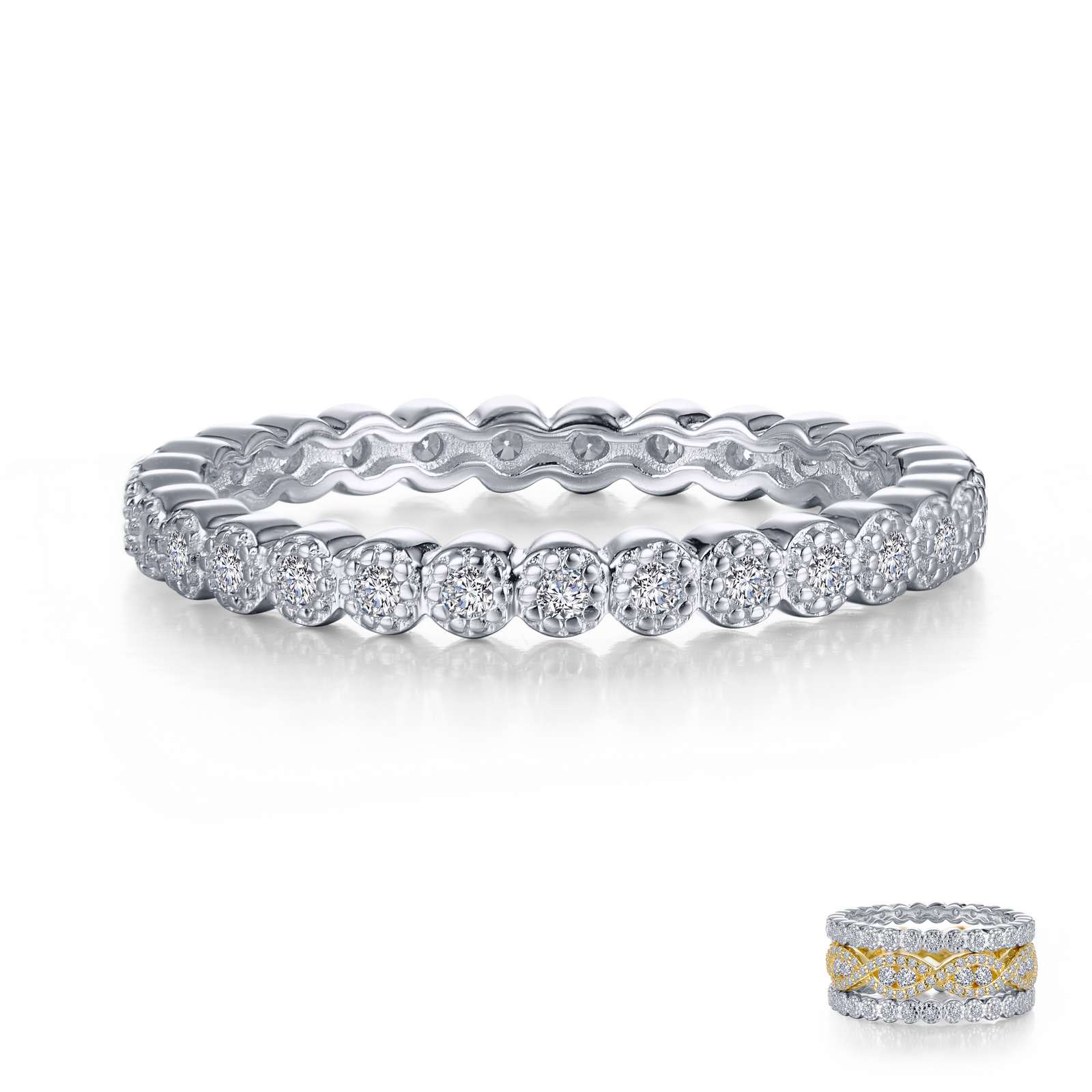 Stackables Simulated Diamond Platinum Bonded Ring Mendham Jewelers Mendham, NJ