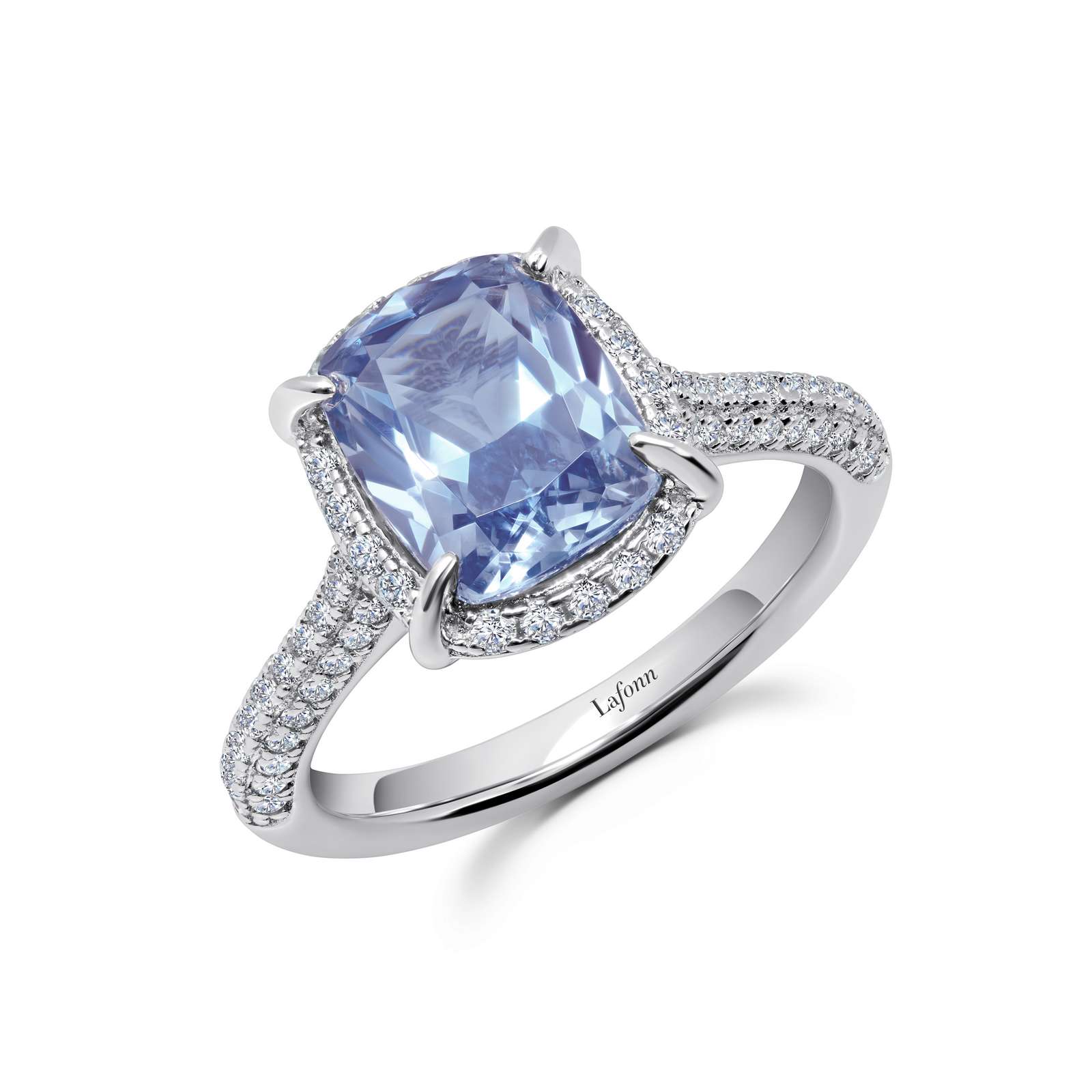 Classic Simulated Diamond And Aquamarine Platinum Bonded Ring Mendham Jewelers Mendham, NJ