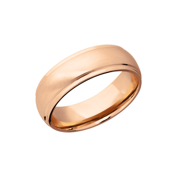 14K Rose gold 7mm domed band with grooved edges Raleigh Diamond Fine Jewelry Raleigh, NC