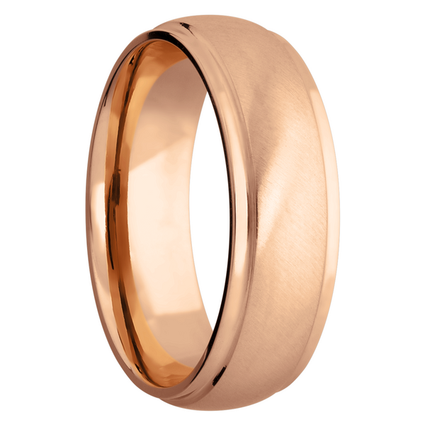 14K Rose gold 7mm domed band with grooved edges Image 2 John Herold Jewelers Randolph, NJ
