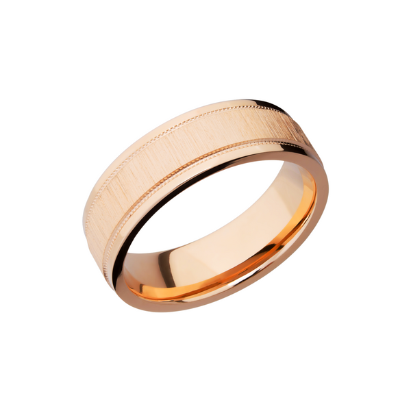 14K Rose gold 7mm domed band with grooved edges and reverse milgrain detail Milan's Jewelry Inc Sarasota, FL