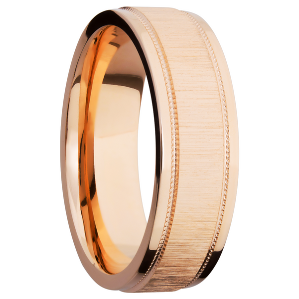 14K Rose gold 7mm domed band with grooved edges and reverse milgrain detail Image 2 Raleigh Diamond Fine Jewelry Raleigh, NC