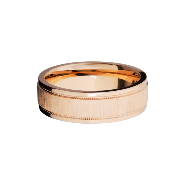 14K Rose gold 7mm domed band with grooved edges and reverse milgrain detail Image 3 Toner Jewelers Overland Park, KS