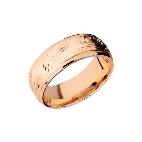 14K Rose gold band with scroll MJBA pattern H. Brandt Jewelers Natick, MA