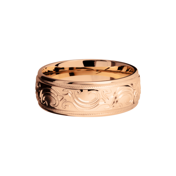 14K Rose gold band with scroll MJBA pattern Image 3 Linwood Custom Jewelers Linwood, NJ