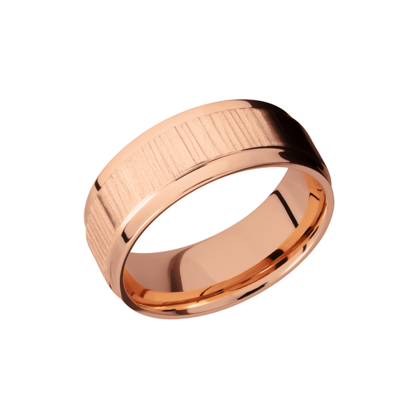 14K Rose gold flat band with grooved edges Gala Jewelers Inc. White Oak, PA