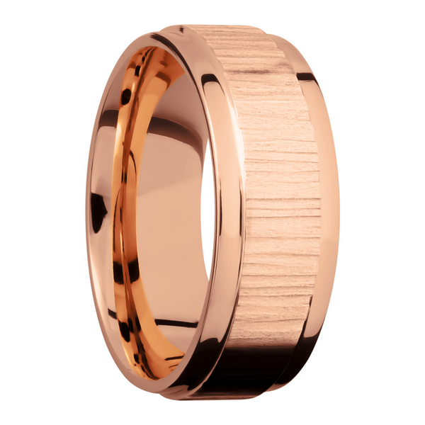 14K Rose gold flat band with grooved edges Image 2 Milan's Jewelry Inc Sarasota, FL