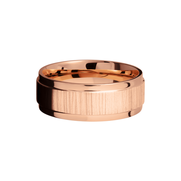 14K Rose gold flat band with grooved edges Image 3 Raleigh Diamond Fine Jewelry Raleigh, NC