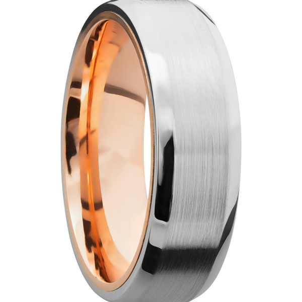 Cobalt chrome 7mm beveled band with a 14K rose gold sleeve Image 2 Crown Jewelers Augusta, GA