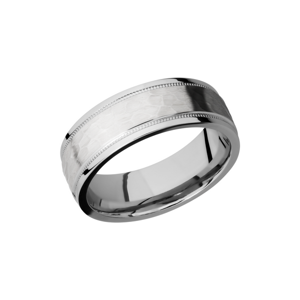 14K White gold 7.5mm domed band with grooved edges and reverse milgrain detail Jewelry Design Studio Jensen Beach, FL