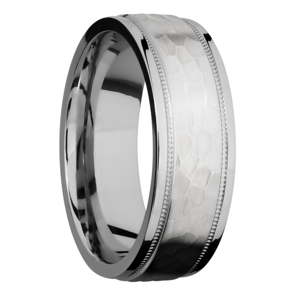 14K White gold 7.5mm domed band with grooved edges and reverse milgrain detail Image 2 Gala Jewelers Inc. White Oak, PA