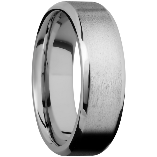 14K White gold 7mm beveled band Image 2 Saxons Fine Jewelers Bend, OR