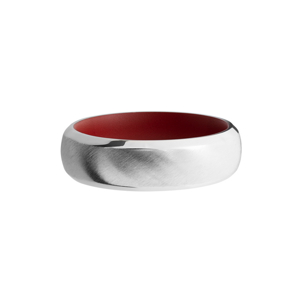 14K White gold 7mm domed beveled band with a crimson red Cerakote sleeve Image 3 Milan's Jewelry Inc Sarasota, FL