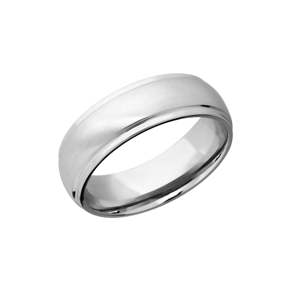 14K White gold domed band with grooved edges Gala Jewelers Inc. White Oak, PA