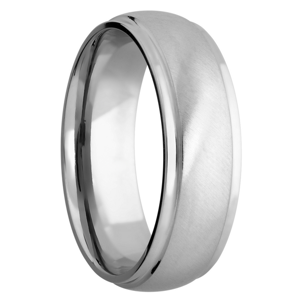 14K White gold domed band with grooved edges Image 2 J. Morgan Ltd., Inc. Grand Haven, MI
