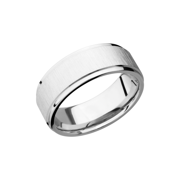 14K White gold 8mm flat band with grooved edges H. Brandt Jewelers Natick, MA
