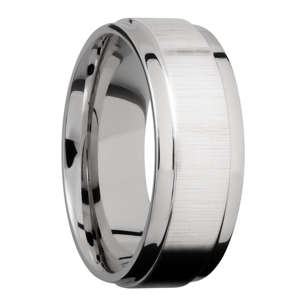 14K White gold 8mm flat band with grooved edges Image 2 Michele & Company Fine Jewelers Lapeer, MI