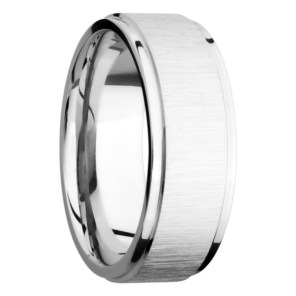 14K White gold 8mm flat band with grooved edges Image 2 Milan's Jewelry Inc Sarasota, FL