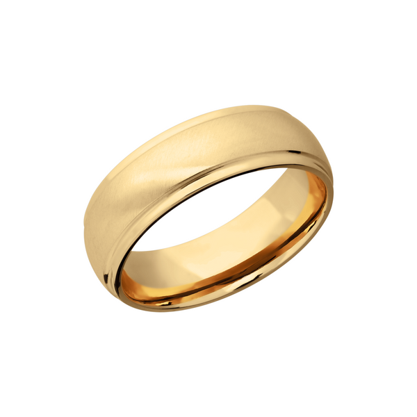 14K Yellow gold 7mm domed band with grooved edges Branham's Jewelry East Tawas, MI