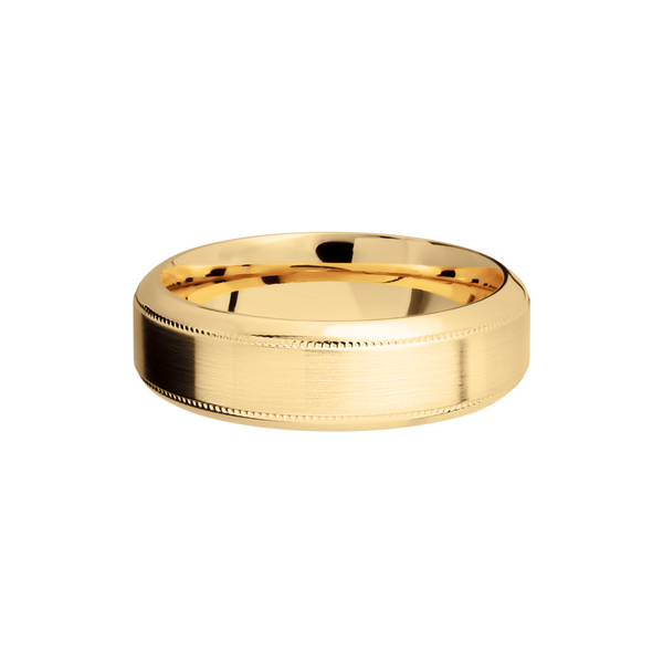 14K Yellow gold 7mm high-beveled band with reverse milgrain detail Image 3 H. Brandt Jewelers Natick, MA