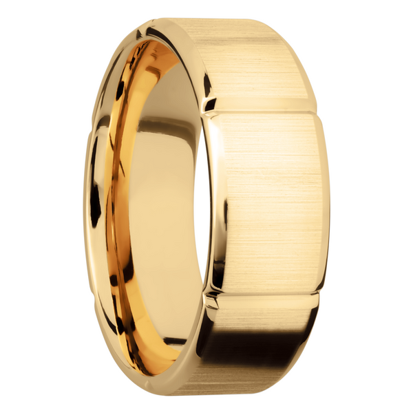 14K Yellow gold 8mm beveled band with six segmented sections Image 2 Raleigh Diamond Fine Jewelry Raleigh, NC