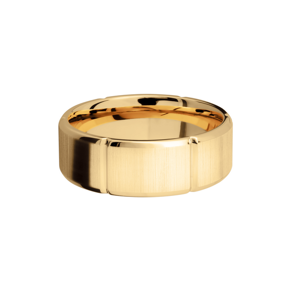 14K Yellow gold 8mm beveled band with six segmented sections Image 3 Michael's Jewelry North Wilkesboro, NC