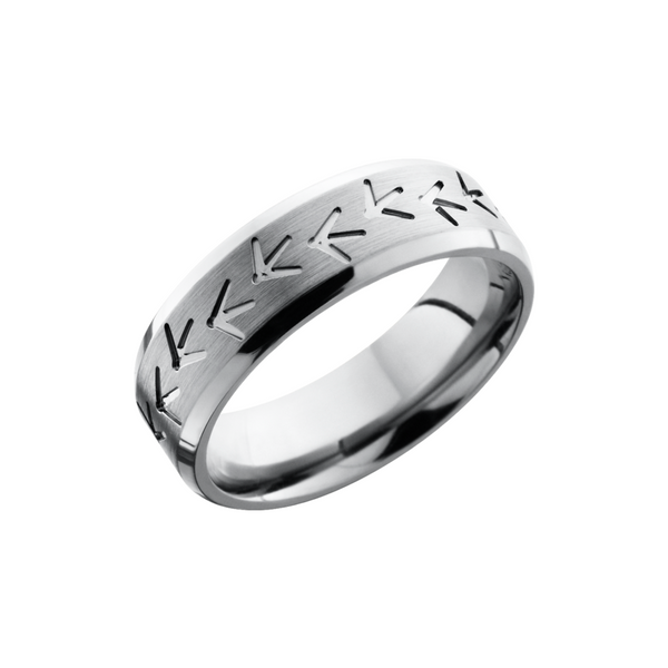 Titanium 7mm beveled band with a laser-carved turkey track pattern Cozzi Jewelers Newtown Square, PA