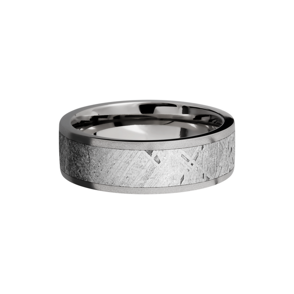 Titanium 7mm flat band with an inlay of authentic Gibeon Meteorite Image 3 Toner Jewelers Overland Park, KS