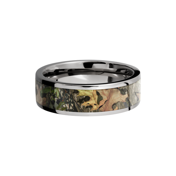 Titanium 7mm flat band with a 5mm inlay of Mossy Oak Obsession Camo Image 3 Toner Jewelers Overland Park, KS