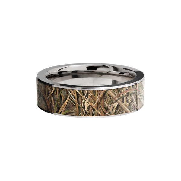 Titanium 7mm flat band with a 6mm inlay of Mossy Oak SG Blades Camo Image 3 Cozzi Jewelers Newtown Square, PA