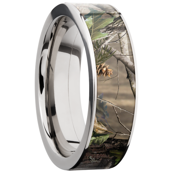 Titanium 7mm flat band with a 6mm inlay of Real Tree APG Camo Image 2 Toner Jewelers Overland Park, KS